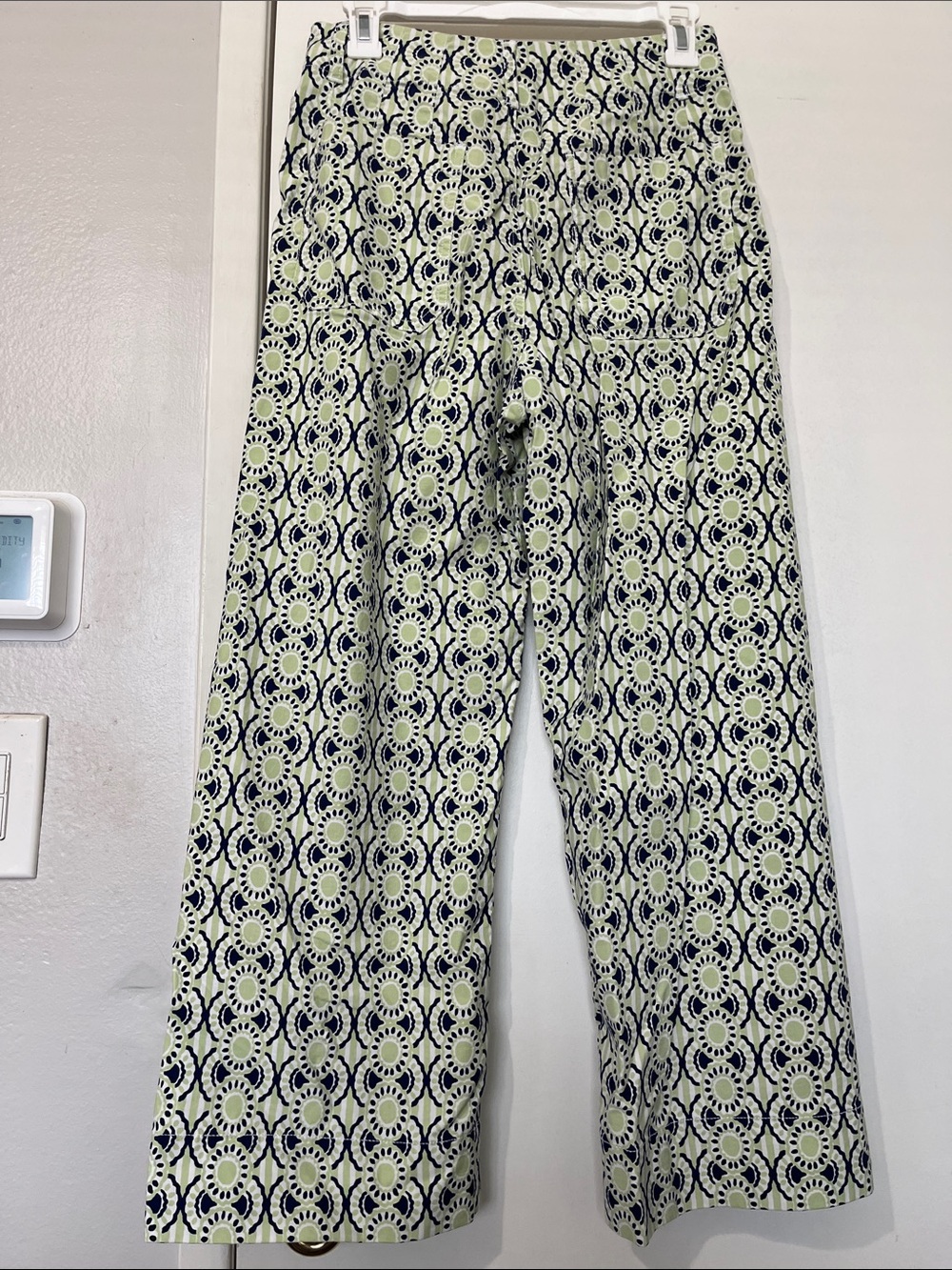 Anthropologie Maeve Navy and Light Green Floral-Print Pants - Picture 3 of 5